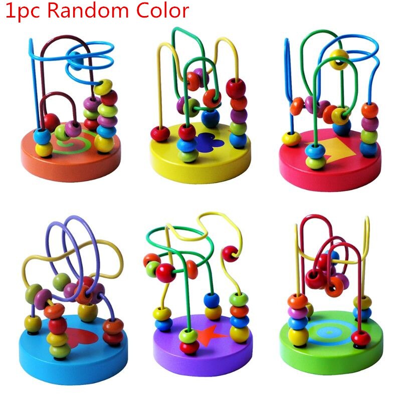 Montessori Giocattoli di Legno per il Capretto Cerchi Bead Wire Maze Roller Coaster Educativi di Legno Puzzle di Legno Giocattoli Per Bambini: 1pc random color