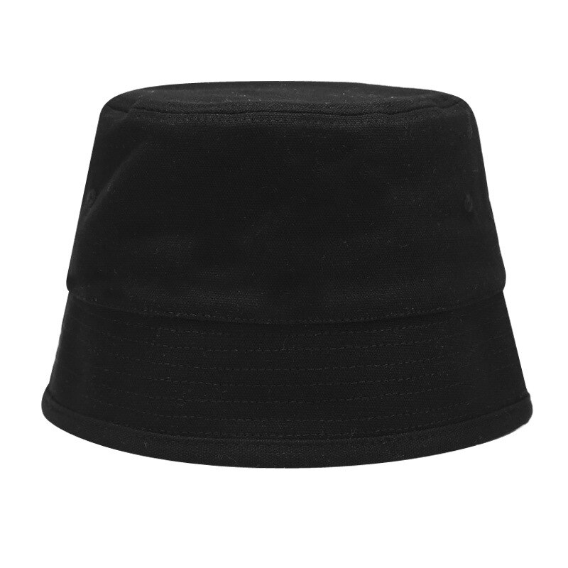 Effen Kleur Retro Emmer Hoed Bekken Hoed Mannen En Vrouwen Straat Trend Puur Katoen Visser Hoed Zon Voorkomen hoeden: Black