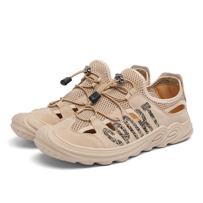 Sandały dziurki buty do wody dla mężczyzny drążą siatki oddychające Outdoor Sport Walking Upstream buty na plażę męskie buty do wody: khaki / 44