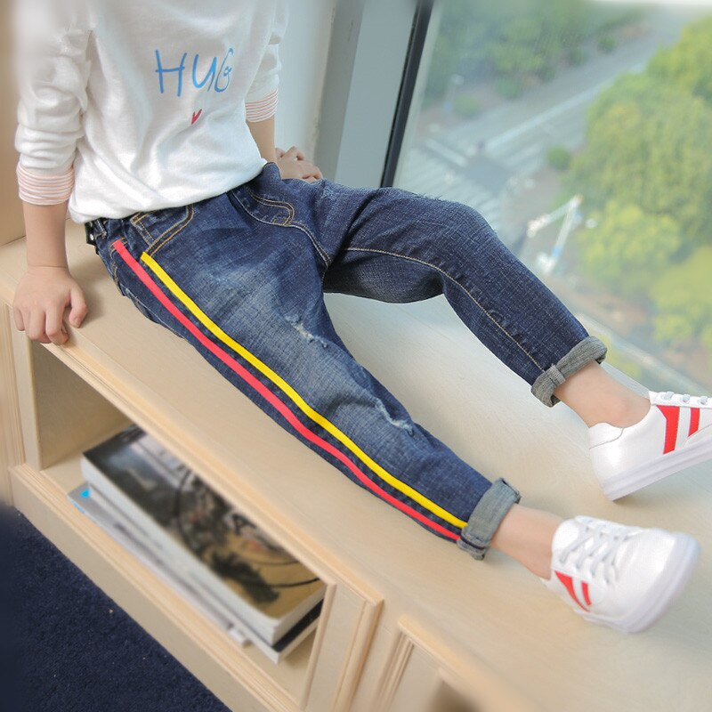 Jean épais en Denim pour enfant de 5 à 14 ans, pantalon décontracté de , collection automne et hiver