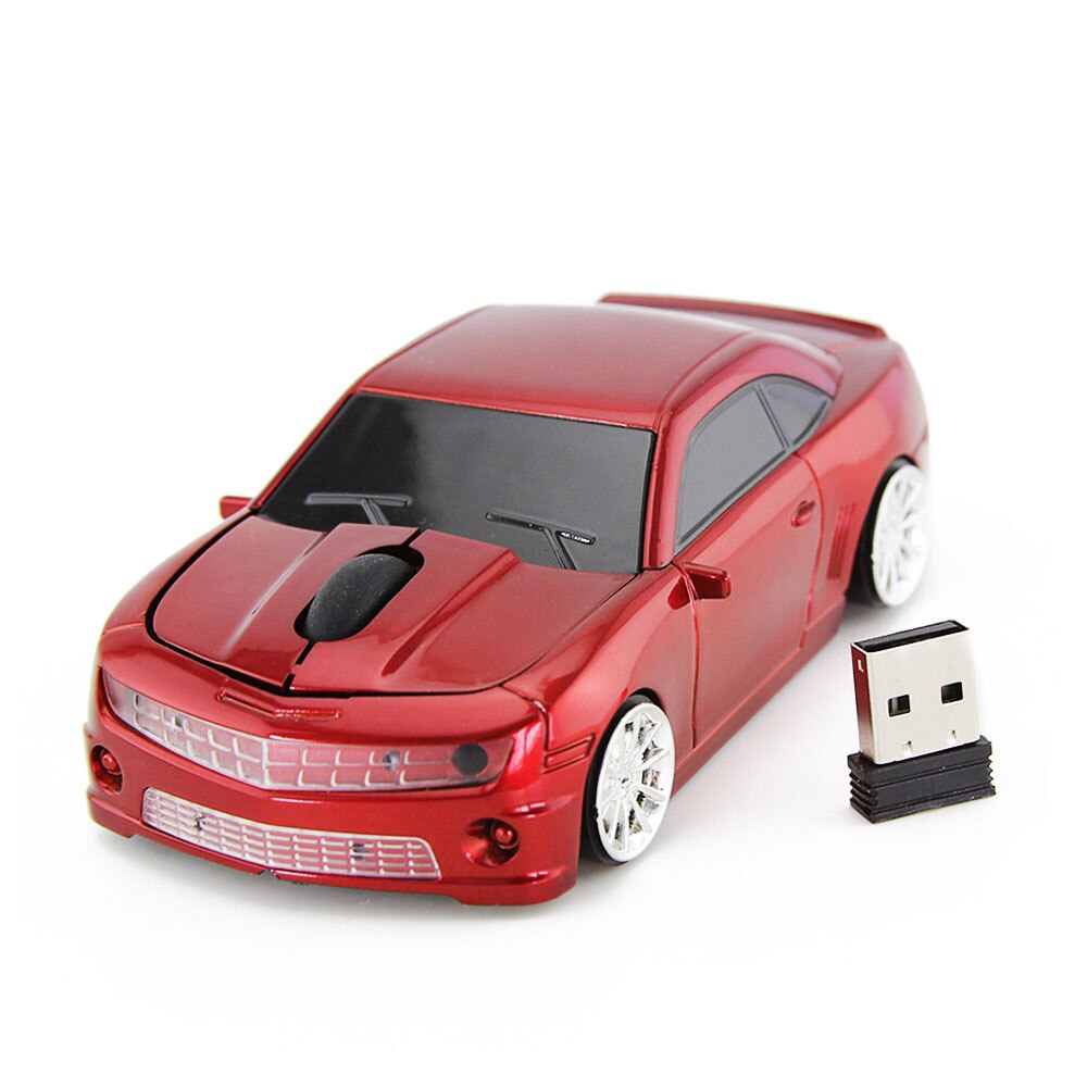 CHYI-ratón de ordenador inalámbrico para niños, Mini Mouse óptico 3D con receptor USB, 1600 DPI, Cool Sport Car: Only Red Mouse
