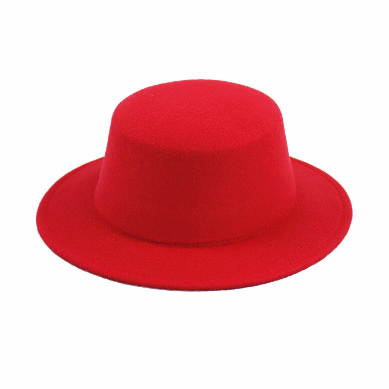 Children Kids Top Fedoras Hat Felt Vintage Gentleman Bucket Hat Wedding Party Festival Caps Craft 18colors Cosplay Costume: red