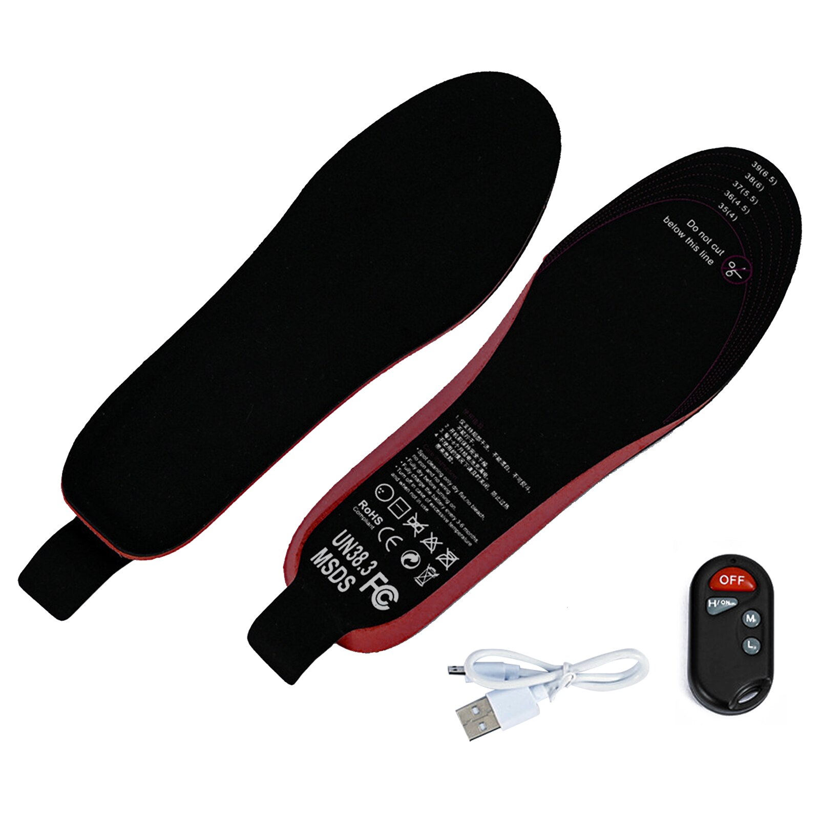 Palmilhas aquecidas elétricas da sapata do aquecimento recarregável de usb palmilhas cortável do inverno do controle remoto inteligente palmilha quente para esportes ao ar livre