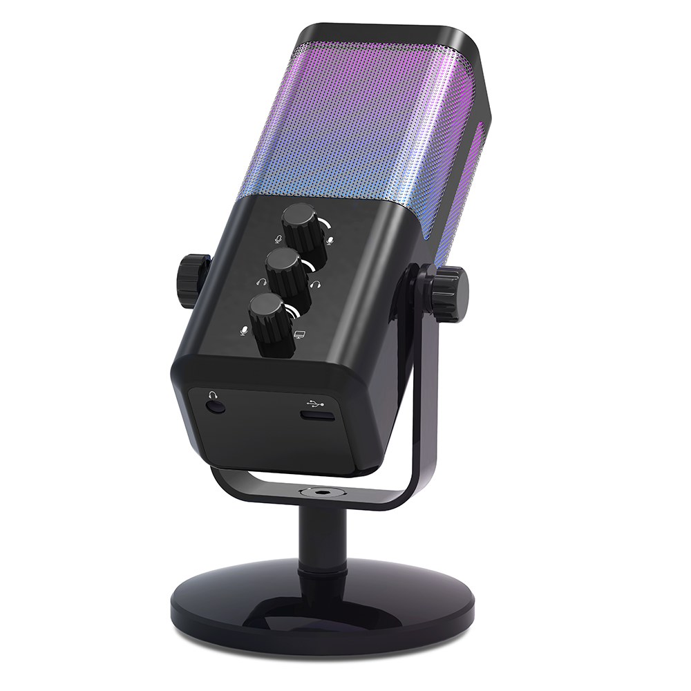 M7 kondensator-usb-mikrofoner med volumjusteringsknapp spillmikrofon egnet for podcast-livesendinger: Svart