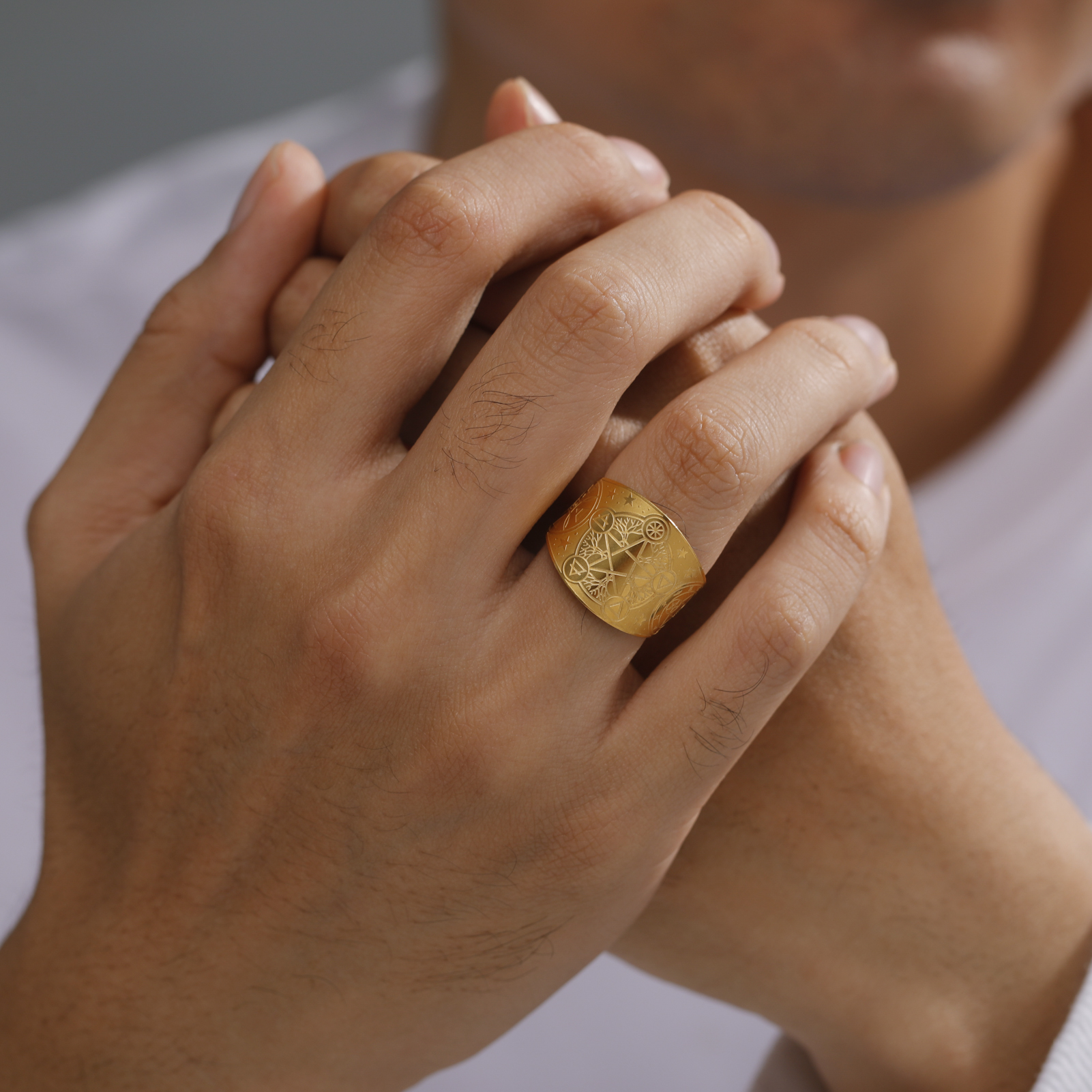 Anello da strega con pentagramma Wicca Anello con pentacolo pagano dell'albero della vita Amuleto dell'eternità e dell'infinito Gioielli religiosi in acciaio inossidabile