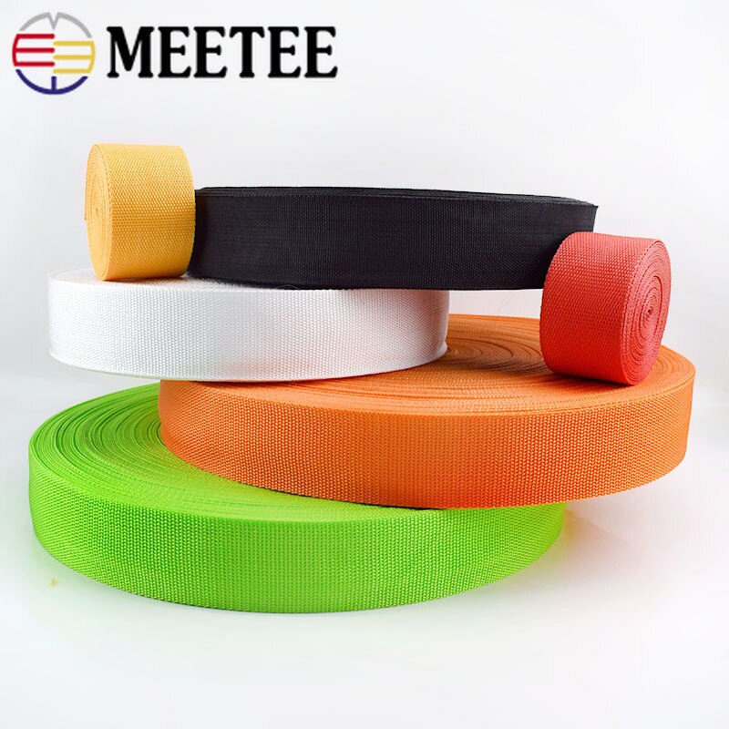 Meetee-Cinta de correas de 5 metros y 50mm de poliéster y nailon PP para correas de bolsa trenzada, para prendas de vestir y zapatos, banda para exteriores
