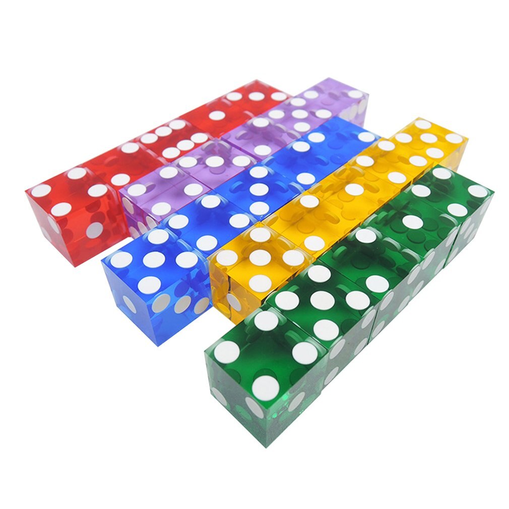 Dados de Casino de 19mm de grado superior, con los bordes y números de serie translúcidos, D6 dados reales, 5 uds.