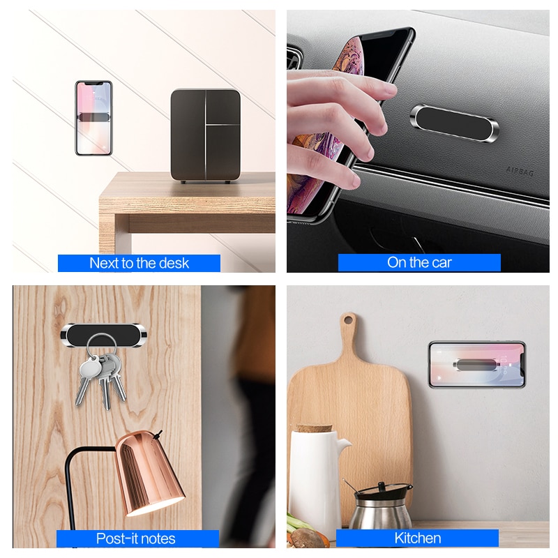 Magnetische Auto Telefon Halter Für iPhone 11 Samsung Büro Schlafzimmer Mini Streifen Form Stehen Car Mount Platte Magnet Dashboard