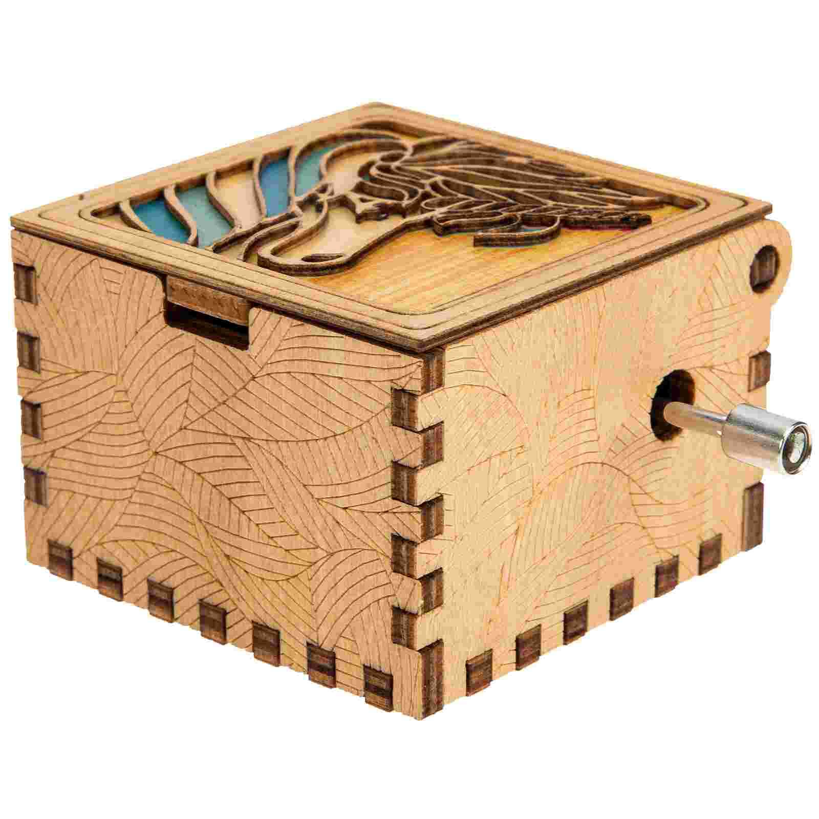 Caja Musical artesanal de madera, caja Musical Vintage, manivela creativa,: Yellow