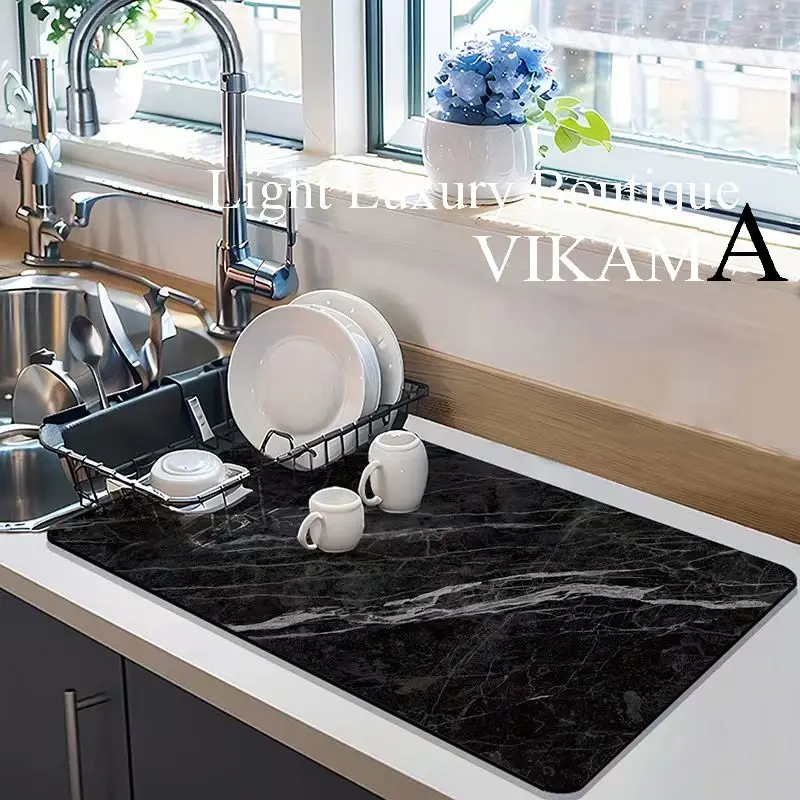 Vikama pvc kjøkkenavrenningsmatter, diatomittabsorberende sklisikre matter, oppvaskmatter til bord, isolerte matter til kaffemaskin: 1200 mmx 1200mm / Gul