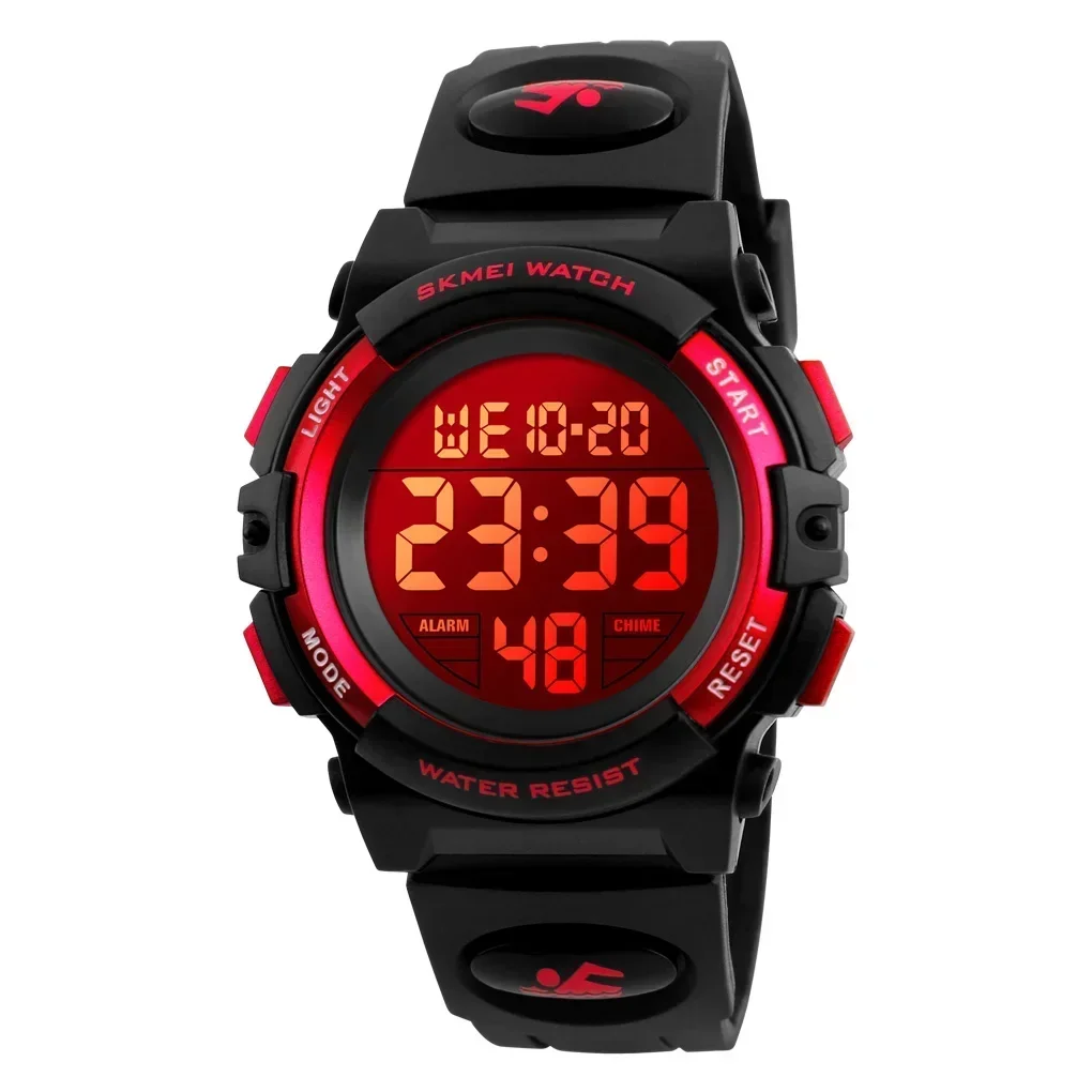 Skmei 1266 Kinderuhr Jungen und Mädchen Wecker Timing Digital 5Bar Wasserdicht Kinder LED-Uhren 1258 1689 1999: Kaffee