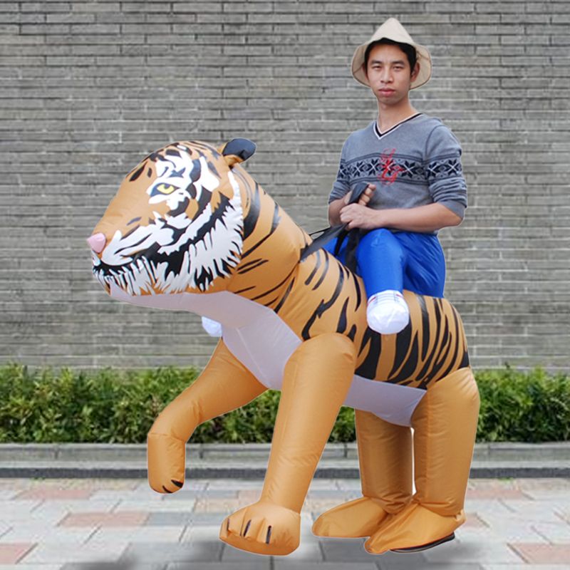 Opblaasbaar tijger leeuw kostuum verkleedkostuum halloween thema feest speelgoed volwassenen optreden rekwisiet