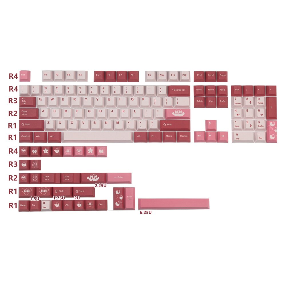 Mechanische Toetsenbord Keycaps Cafe Gmk Keycaps Cherry Profiel Key Caps 140 Toetsen-Set Keycap Met 2U 1.75U Shift GK61 GK64 980: Daifuku Keycaps