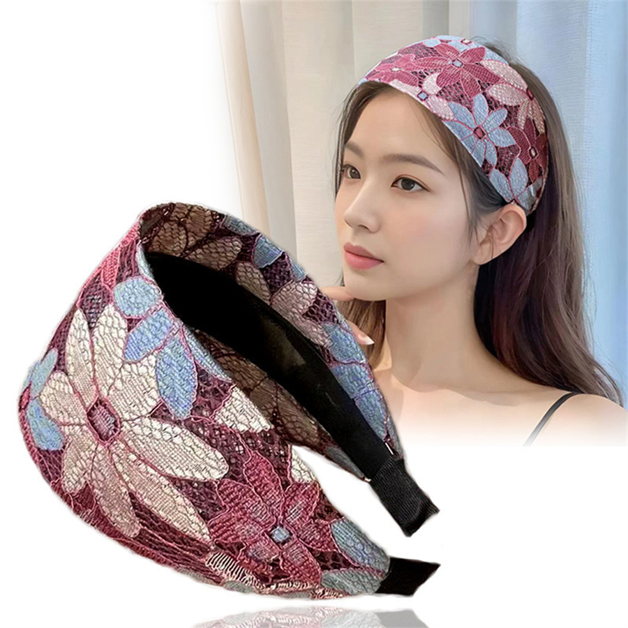 antiskid Wide Women Hairband Solid Lace Turban Solid Elastic Hair Bands Hair Accessories Headband for Women Girls Headdress: SKY BLUE