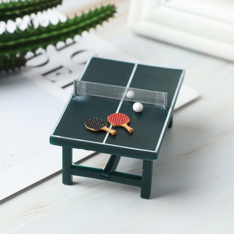 1/12 Dollhouse Tavolo Palla Da tennis mini Tavolo Da ping Pong con Le Palle e Racchette Bambola Decorazione Della Casa