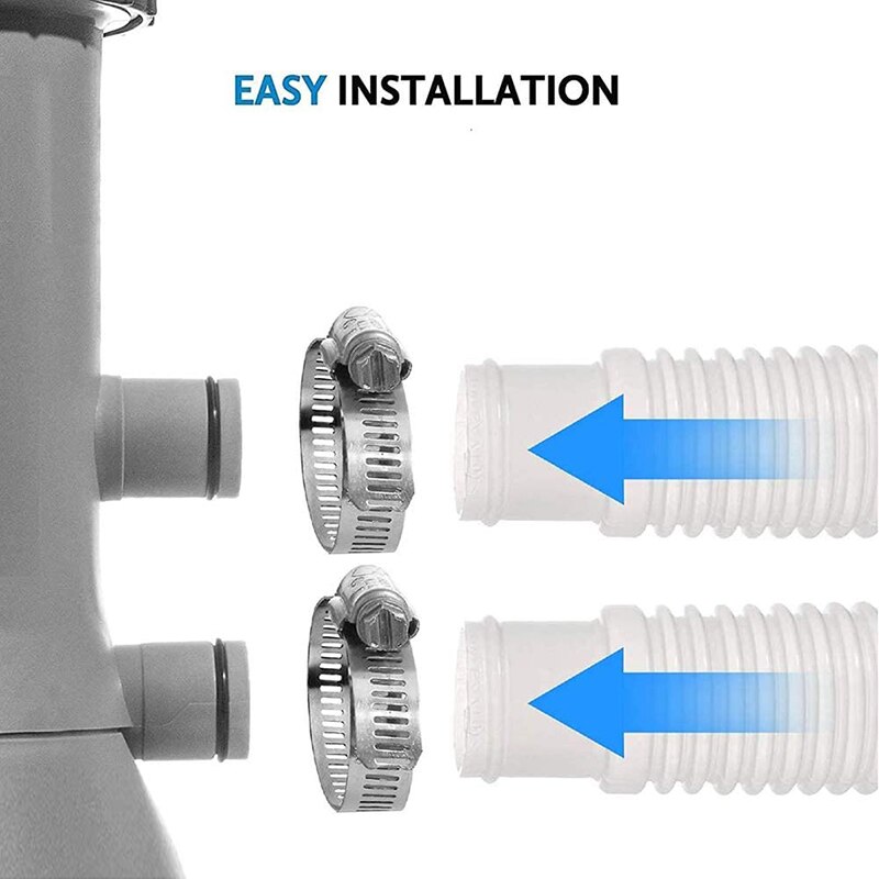 Pool udskiftning slange holdbar blød filter pumpe slange med 4 metal klemmer pool slange tilbehør til udendørs kar
