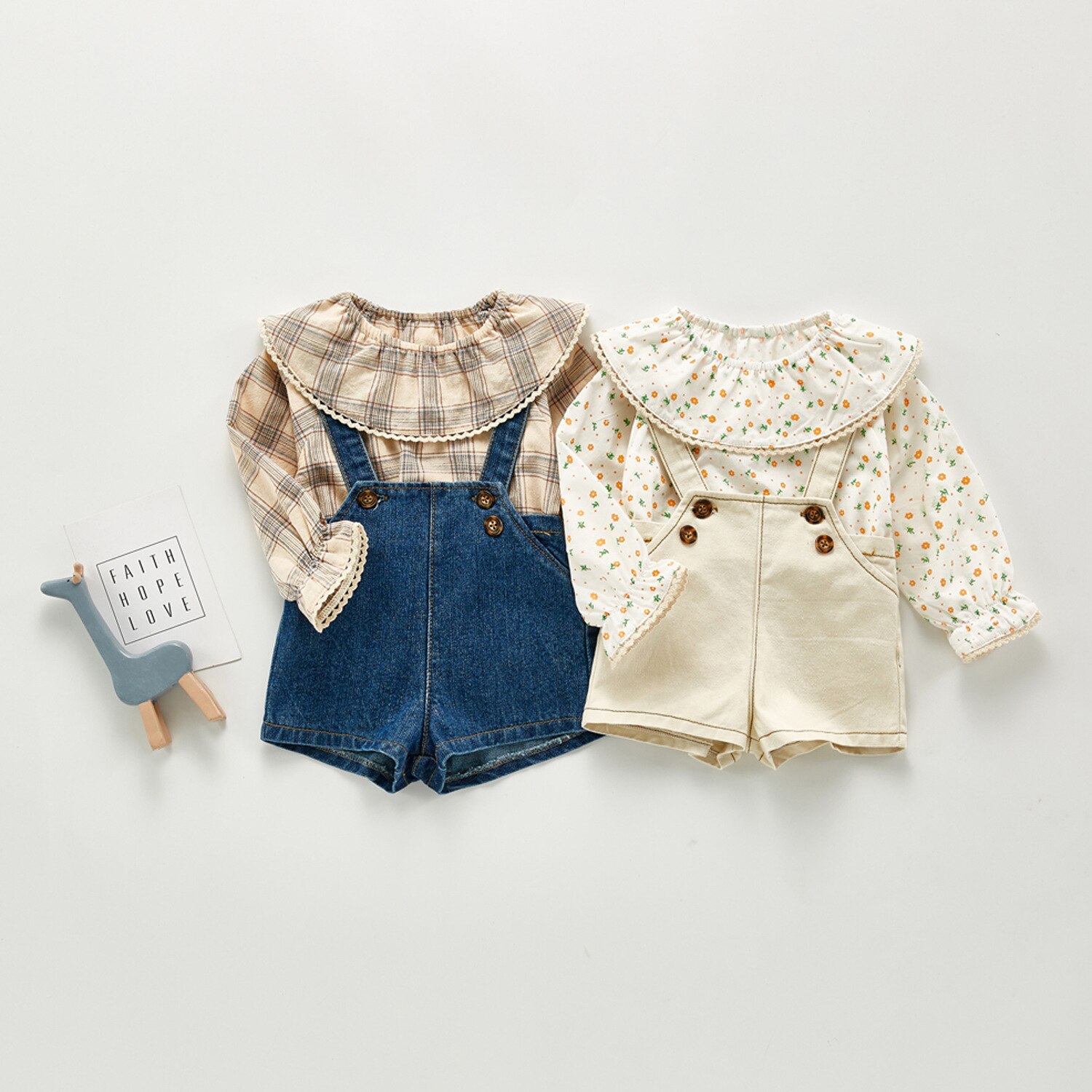 Kinderen T-shirt Baby Meisjes Lange Mouw T-shirt Cartoon Plaid Bloemen Tops Peuter Lente Herfst Katoen Grote Revers Shirts