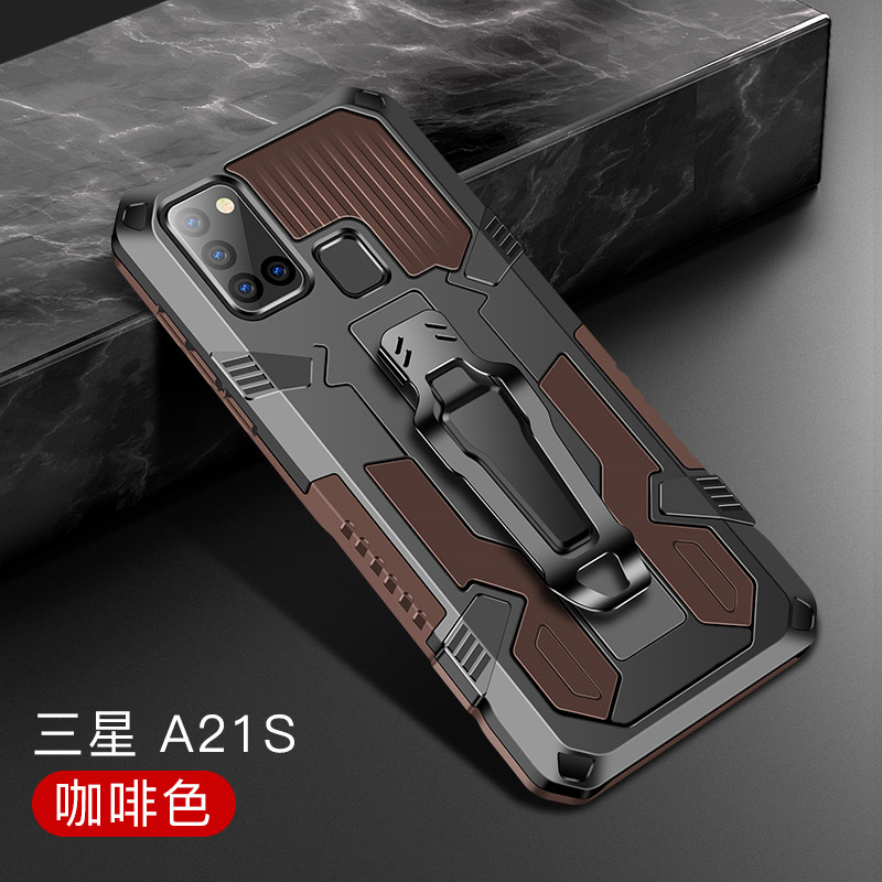 Coque blindée avec Clip de ceinture, étui résistant aux chocs pour Samsung Galaxy A21s A 21s SM-A217F/DS 6.5 pouces A217M: For Galaxy M40S / Brown