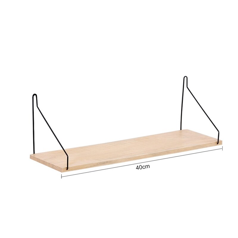 Nordic Wooden Wall Shelf Iron Partition Board Bedroom Tv Wall Hanging Storage Shelf Rack For Home And Living Room Decoration