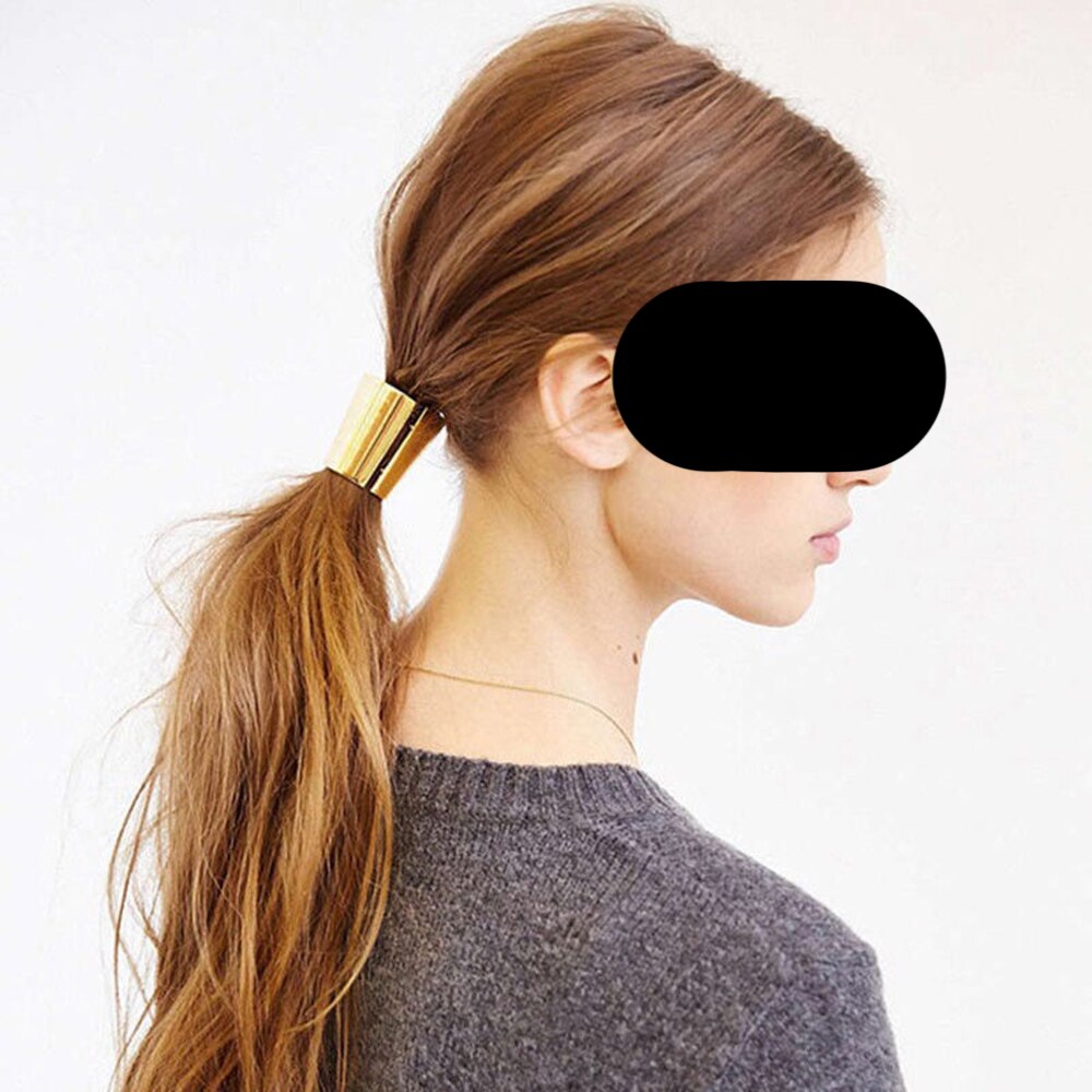 4 Colors Chic Hair Clip Woman Girls Metal Elastic Ponytail Holder Hair Cuff Wrap Tie Band Ring Rope