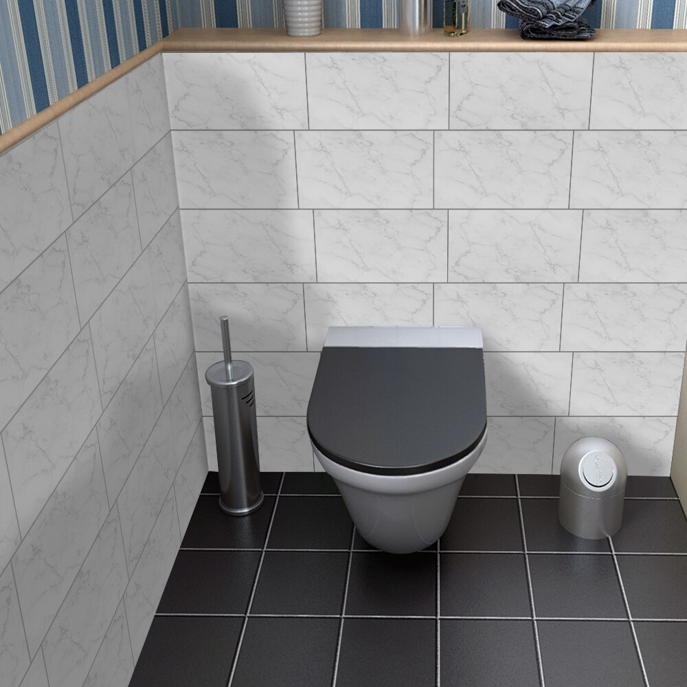 Funlife[R] NOUVELLE MAISON SERIES[TM] 30x60cm White Marble Waterproof PVC DIY Tile Sticker For Floor Kitchen Bathroom Decor