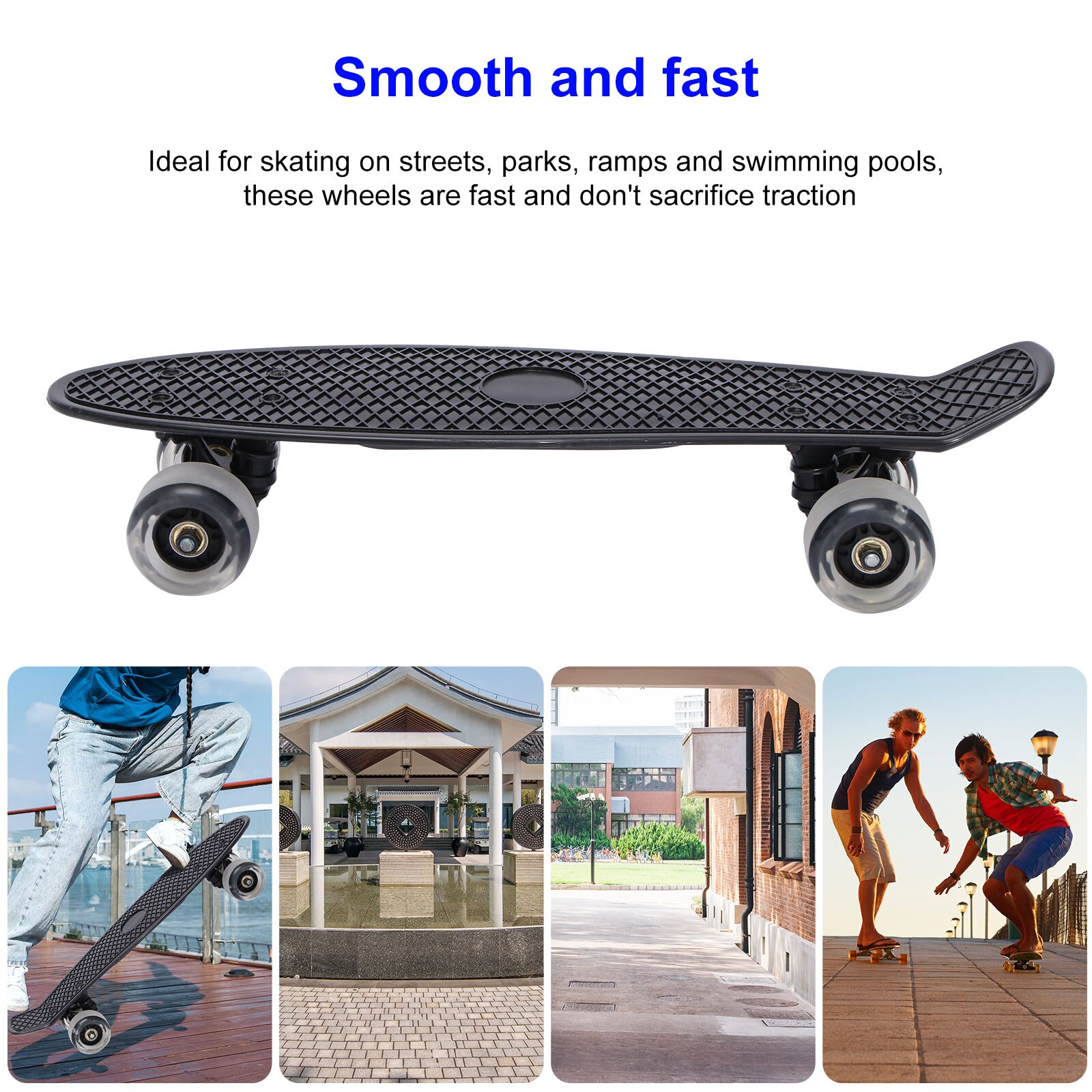 Plastic Vierwielig Kleine Vis Skateboard Knipperende Wiel Snelweg Single Tilt Skateboard