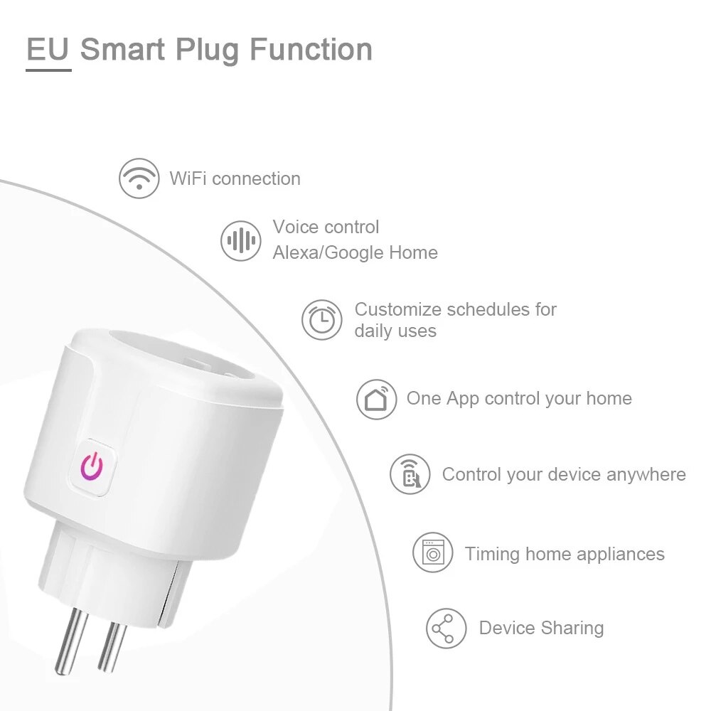 Wifi Smart Plug Outlet Draadloze Stopcontact Smart Leven Tuya App Afstandsbediening Werk Met Alexa Google Thuis Geen Hub nodig Eu