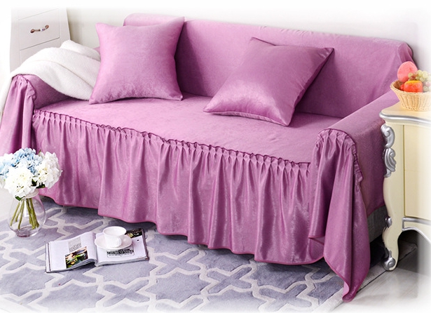 Solid Color Universal Couch Cover for Living Room Furniture Single/Two-seater Sofa Set Slipcovers Four Season: purple / 45x45cm Pillowcase
