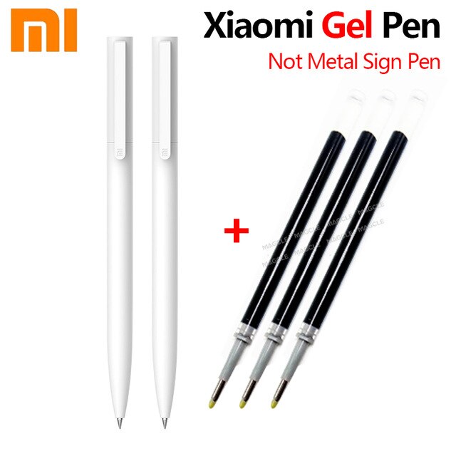 Original Xiaomi Mi Gel Pen 0.5MM Bullet Pens Writing Smooth and Light Grip with Blue Black Red Refill for School Office: WHITE