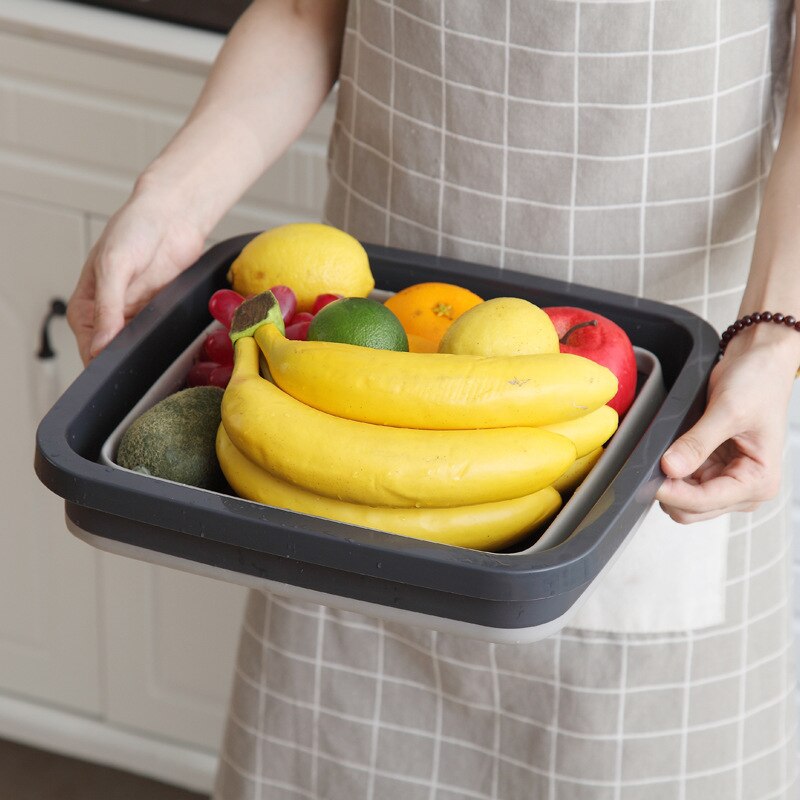 Portable Folding Bucket Foldable Basin Fishing Camping Car Wash Bucket Vegetable Fruit Basin Household Kitchen Cleaning Supplies