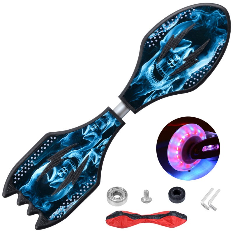 Snake board-ruedas intermitentes para adultos, 88cm, 35 pulgadas, para principiantes, deslizantes al aire libre, 2 ruedas, de aleación de aluminio: A18 flash wheels