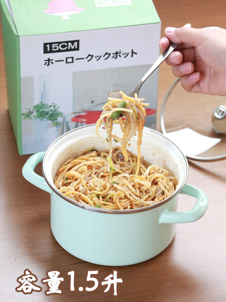 Kompositt flerlags bunn i japansk stil høyprofilert en-personer emalje liten gryte lett å rengjøre glass visuell grytetrekk