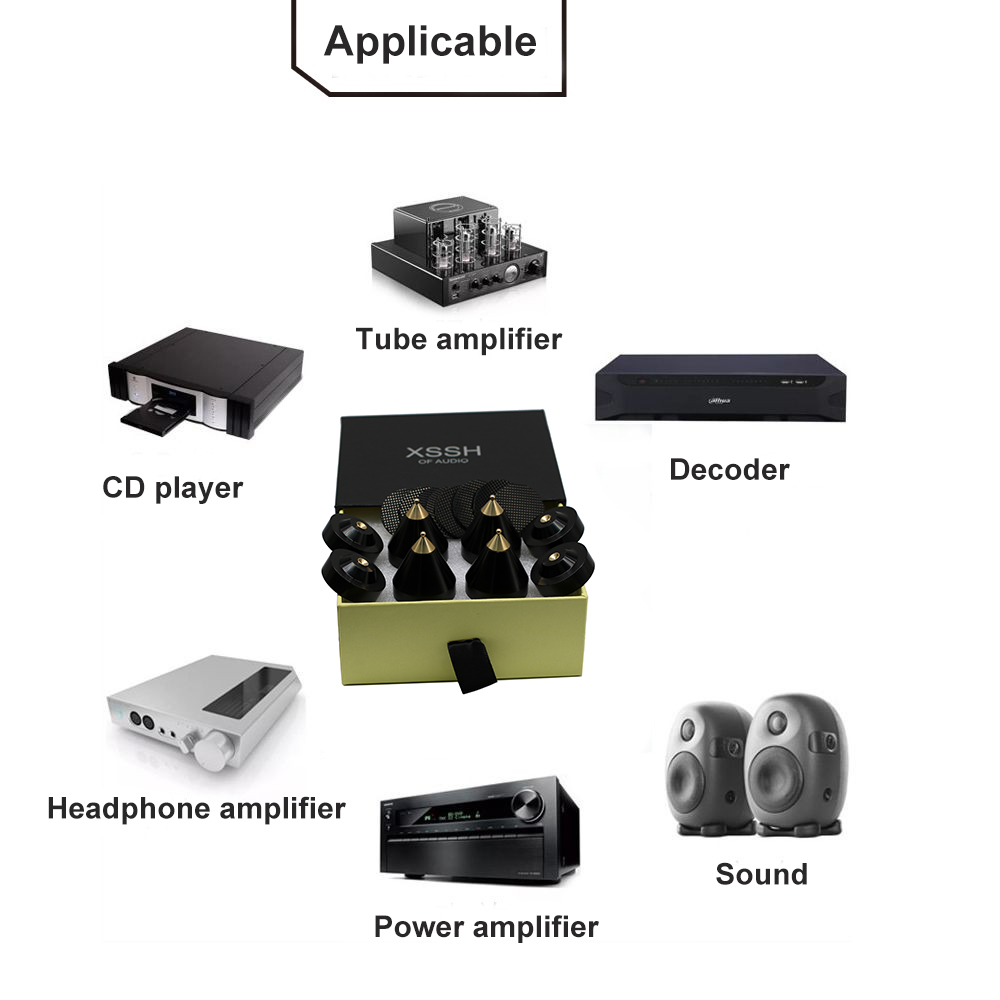 Thuis Theatersysteem Xssh Audio Audiofiele Schokdemping Pad Luidspreker Cd Versterker Aluminium Voet Metalen Spike Hifi Isolatievoeten