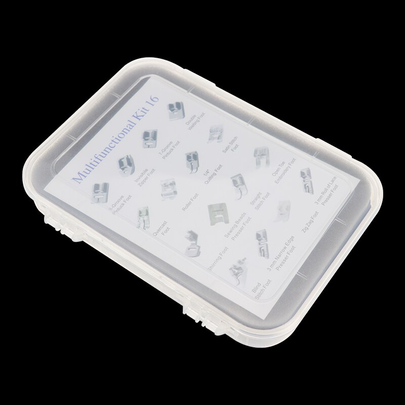 16Pcs Domestic Sewing Machine Accessories Presser Foot Feet Kit Set Hem Foot Spare Parts With Box For Brother Singer Janome