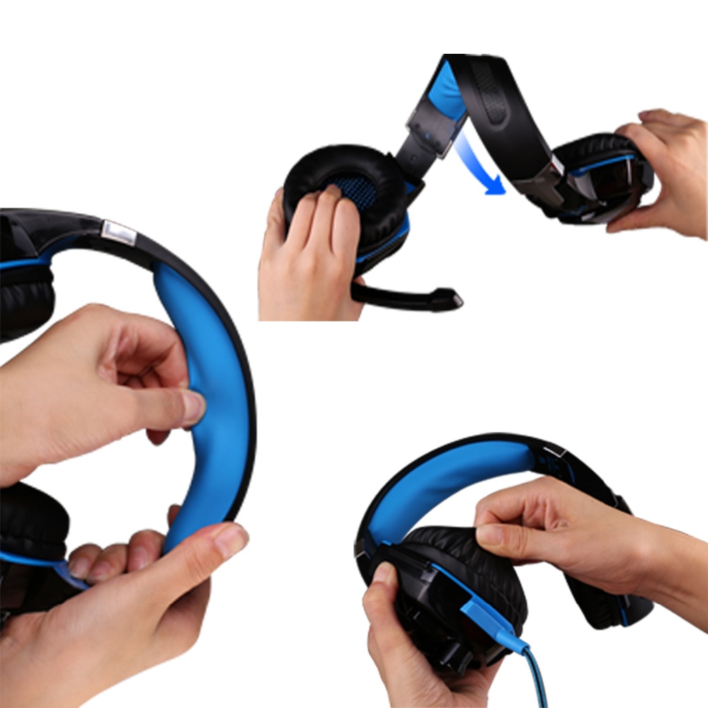 Kotion Each G4000 G2000 G9000 3.5mm Écouteurs de jeu filaires avec lumière LED et Micropone, pour PC, PS4, Xbox, ordinateur portable