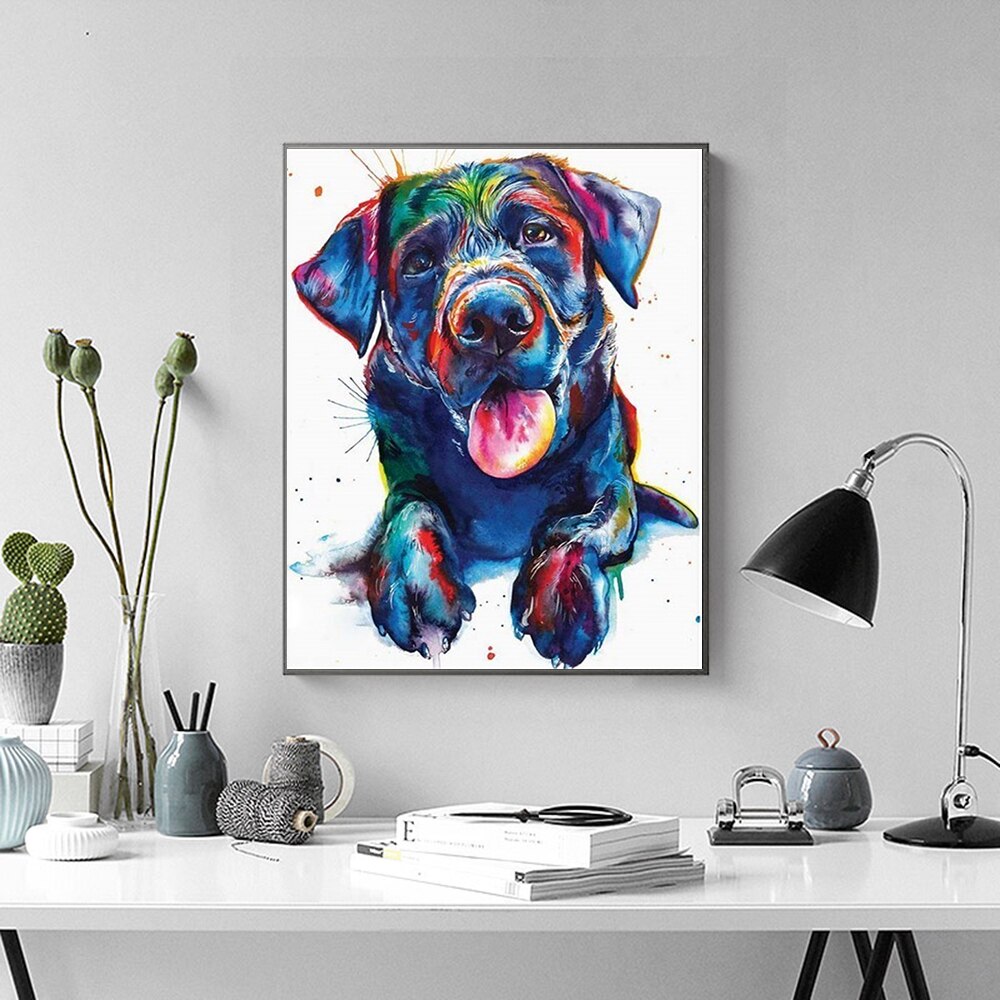 AZQSD-Kit de pintura de lienzo con números DIY, perro, único, sin marco, pintura acrílica, colorear por números, decoración de animales para el hogar