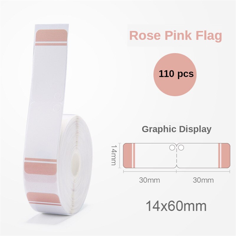 D11Printer Label Jewellery Bracelet Waterproof Anti-Oil Tear-Resistant Price Label Pure Color Scratch-Resistant Label Paper Roll: Rose Pink Flag