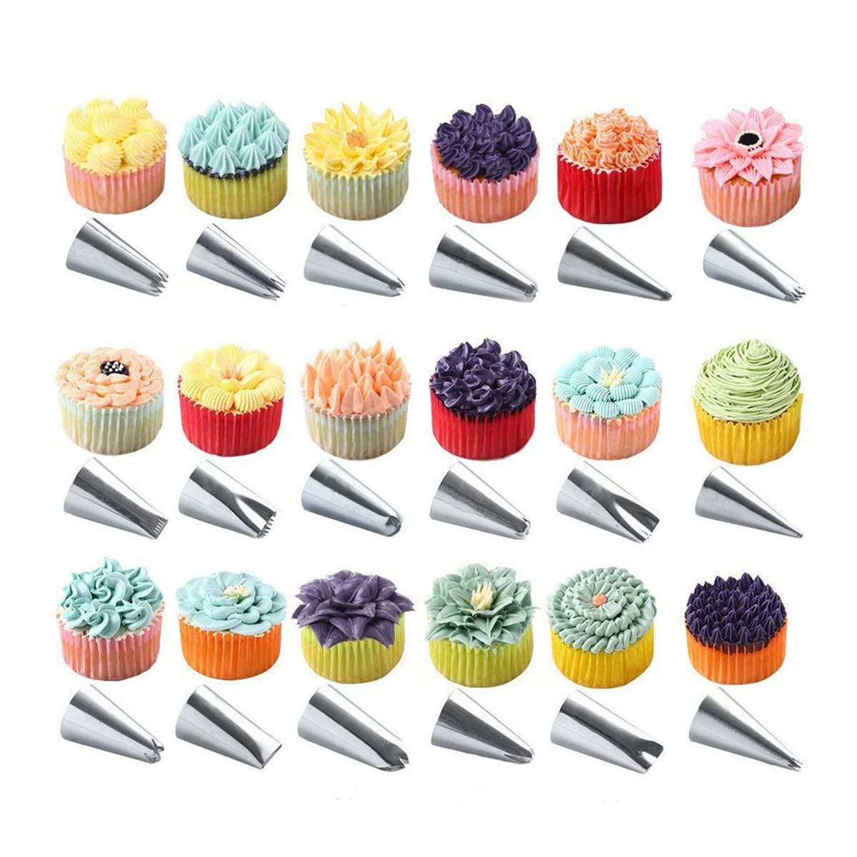 45PCS/Set Cake Decorating Tools Kit Icing Tips Turntable Pastry Bags Couplers Cream Nozzle Baking Tools Set for Cupcakes Cookies