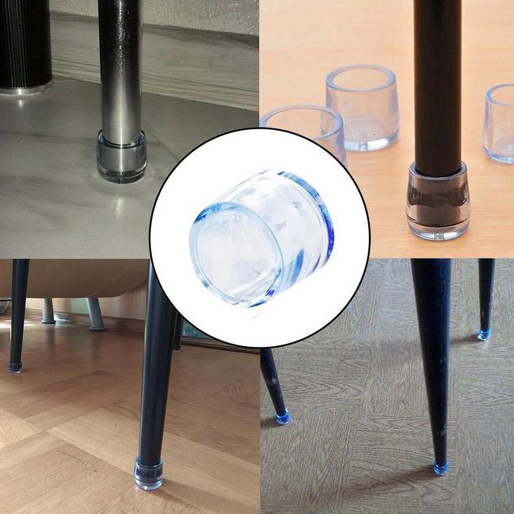 Protecteur de pied de pied de meuble, 16 pièces, PVC blanc Transparent 16mm/19mm/25mm, capuchon résistant à l'usure, réduction du bruit, protection du sol