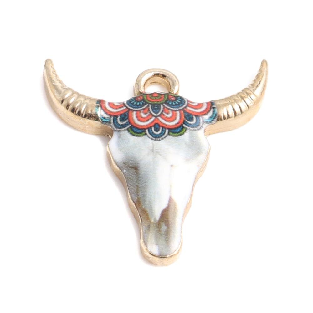 résultats faits à la main en alliage de Zinc pendentif à breloques vache Animal plaqué or émail noir et blanc pour bijoux bricolage, 10 pièces: 4