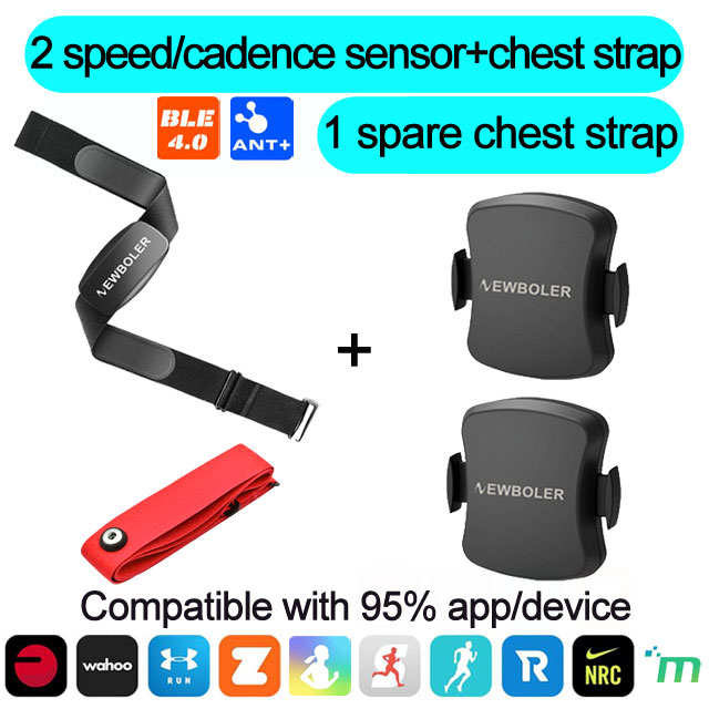 NEWBOLER Heart Rate Monitor Chest Strap Bluetooth 4.0 ANT Fitness Dual Mode Sensor Compatible Belt Wahoo Polar Garmin Bryton
