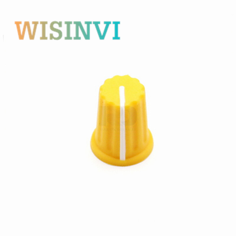 Perilla de medio eje de goma de Color, 5 uds., diámetro 16 mm, altura 19mm, perilla de potenciómetro de goma, orificio interior en forma de D de 180 grados, 6mm: YELLOW
