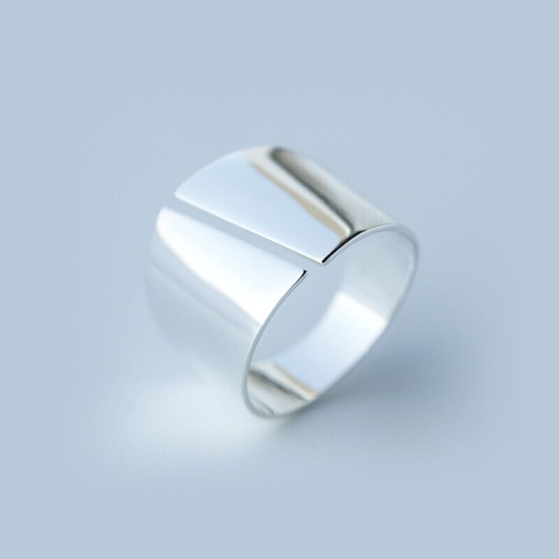Anello regolabile grosso semplice geometrico liscio in argento Sterling 925 per regali di gioielli minimalisti delicati da donna