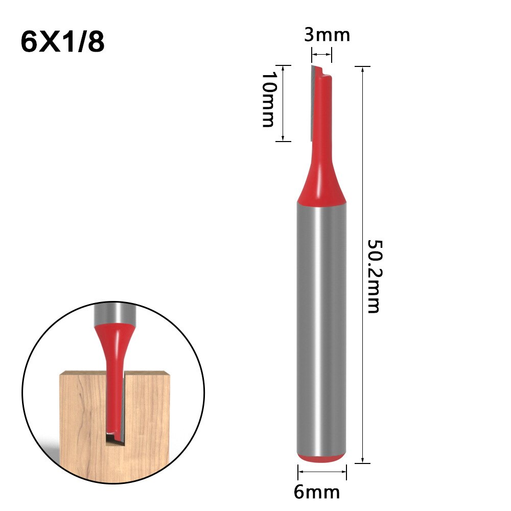 6mm skaft rett bit trebearbeidingsverktøy freser for trespalte graveringsmaskin hardmetall endefres fres: No1 6 x 1 l 8