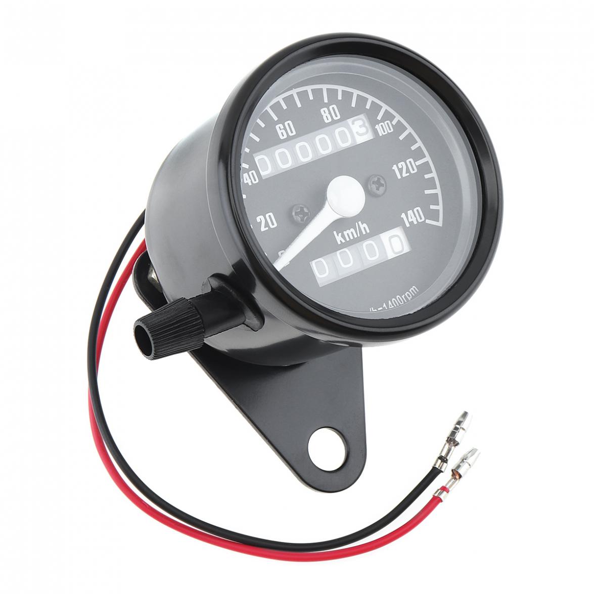 12V Universal Metal Retro Yellow Light Motorcycle Double Mileage Kilometers Speedometer