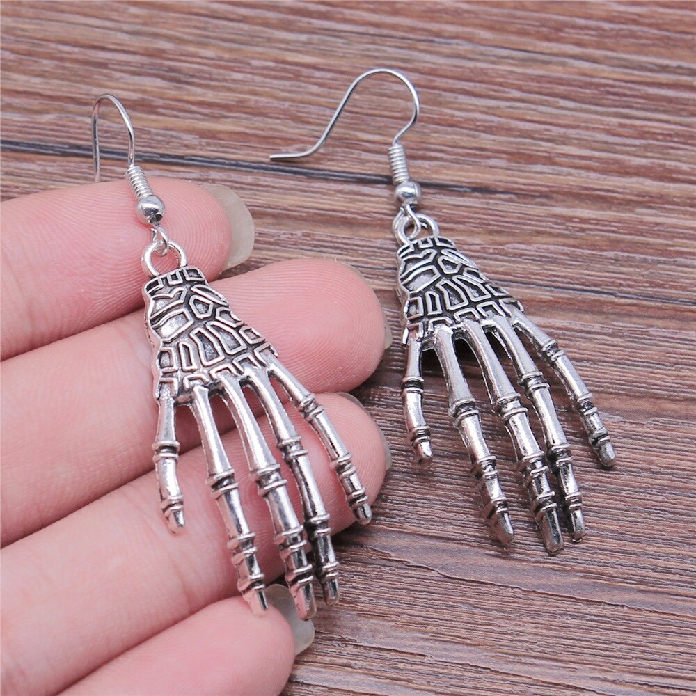 Pendientes de esqueleto de calavera de 20 estilos, de Halloween, pendientes colgantes Punk oscuros de estilo gótico para mujer, de , joyería: Color amarillo dorado claro