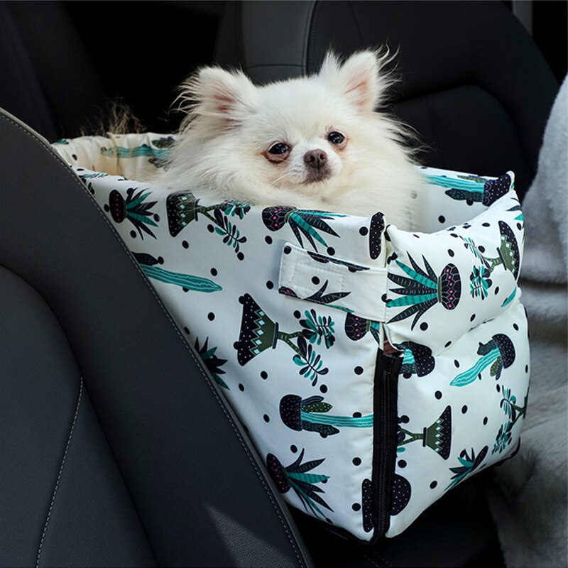 Asiento de coche portátil para perros y gatos pequeños, caja de seguridad con reposabrazos, Control Central, antideslizante