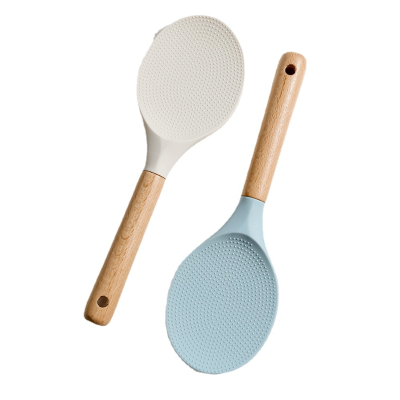 Simple Kitchenware Silicone Rice Spoon Non-stick Spoon Kitchen Rice Spoon Four Colors