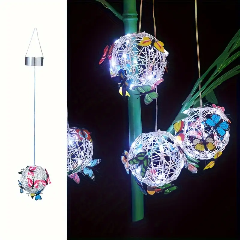 1-delig kleurrijk vlinder zonne-bollicht buitenterras tuin decoratieve hangende boomverlichting sfeerverlichting: ROSE