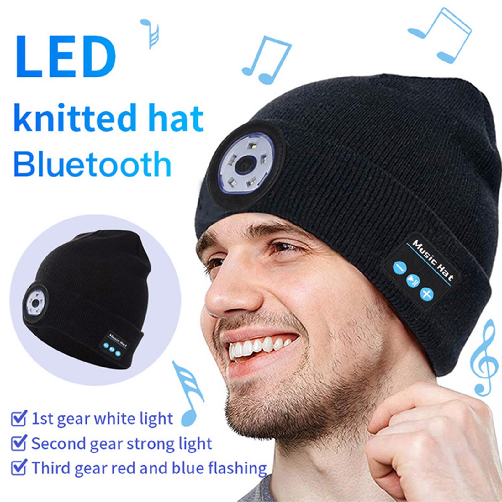 Bluetooth Beanie Hoed Voor Bluetooth Hoed Met Ingebouwde Draadloze Hoofdtelefoon Met Licht Muzikale Muts Met Hoofdtelefoon